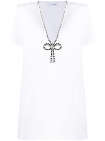 AREA CRYSTAL-EMBELLISHED V-NECK MINI DRESS
