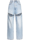 Area Crystal-embellished Cutout High-rise Straight-leg Jeans In Blue