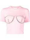 AREA CRYSTAL-EMBELLISHED BUSTIER-CUP T-SHIRT