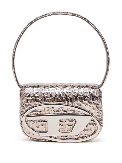 Diesel Small 1dr Logo-plaque Shoulder Bag In Silver