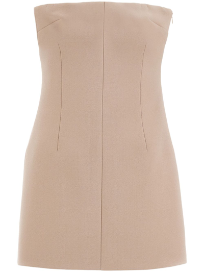 Ferragamo Short Bustier Dress In Beige