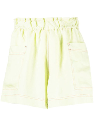 Casa Raki Emilia Elasticated-waist Organic-linen Shorts In Neon Lime