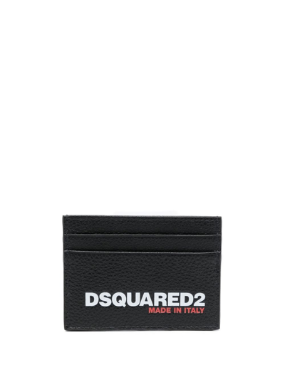 Dsquared2 Bob Leather Logo Card Holder In Black