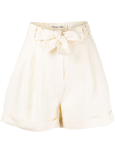 Casa Raki Clementina Organic-cotton Seersucker Shorts In Cream