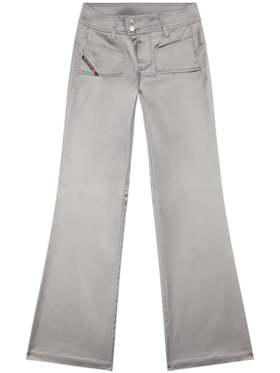 Diesel Low-rise Flared Trousers In Grey