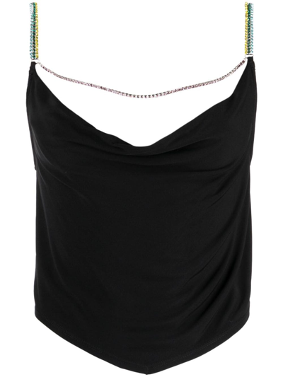 Fleur Du Mal Black Crystal Embellished Top