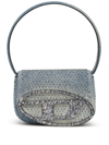 Diesel Iconic Shoulder Bag In Denim And Crystals In Blue