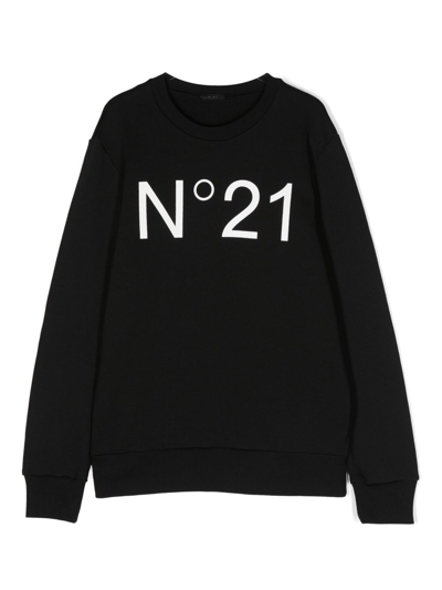 N°21 Kids' Logo-print Cotton Sweatshirt In Black