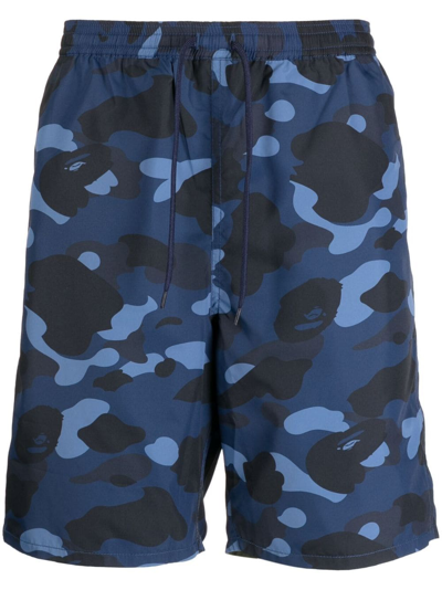A Bathing Ape Camouflage-print Track Shorts In Blue