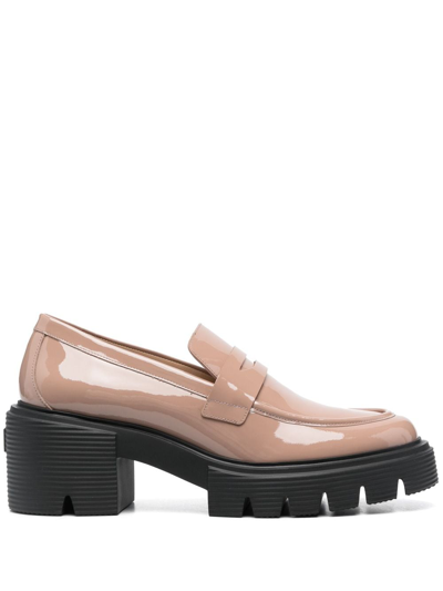 Stuart Weitzman Soho 60mm Patent-finish Loafers In Pink