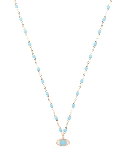 Gigi Clozeau 18kt Yellow Gold Eye Classic Voyage Beaded Necklace In Blue