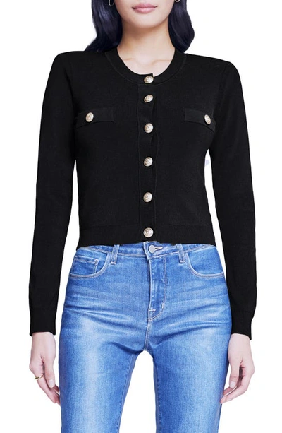 L Agence Toulouse Cardigan In Black
