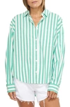 Pistola Sloane Oversize High-low Button-up Shirt In Clover Stripe