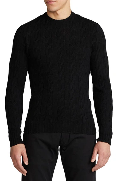 Ralph Lauren Cable Knit Cashmere Sweater In Classic Black