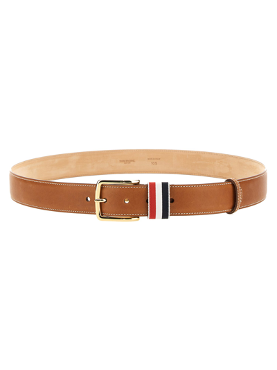 Thom Browne 35mm Belt Rwb Loop Leather Belt In Light Brown