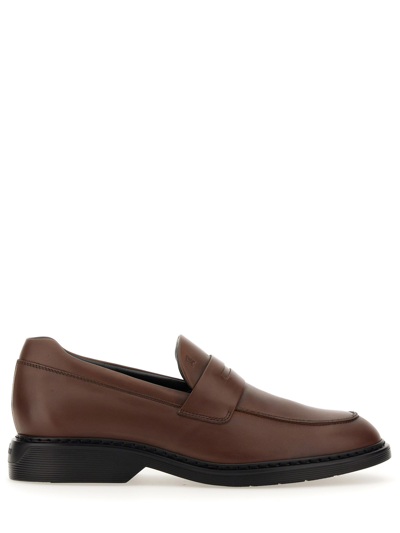 Hogan Leather Loafer In Brown