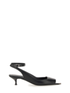 Alexander Mcqueen Black Leather Sandals With Kitten Heel In Black