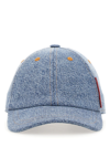 Moschino Jeans Logo-tag Denim Cap In Blue