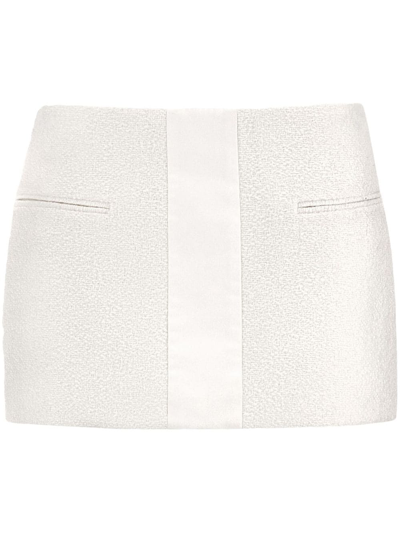 Ferragamo Satin-trim Tweed Mini Skirt In Neutrals