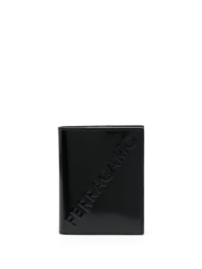 Ferragamo Logo-debossed Bi-fold Leather Wallet In Schwarz