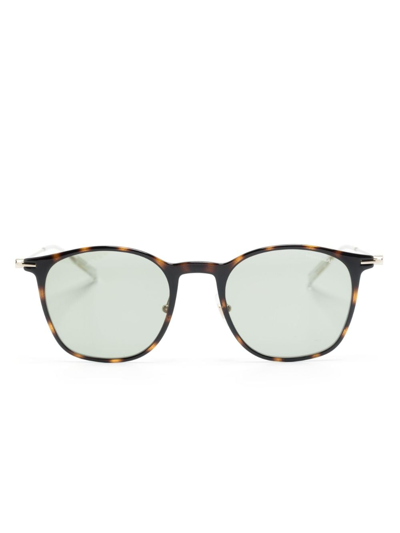 Montblanc Logo-plaque Square-frame Sunglasses In Braun