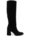 Stuart Weitzman 85mm Flareblock Suede Ankle Boots In Black