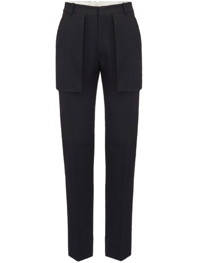 ALEXANDER MCQUEEN BLACK EXPOSED POCKET TAILORED TROUSERS,741220QVV2120011040