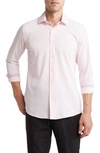 Tom Baine Slim Fit Performance Stretch Long Sleeve Button Front Shirt In Pink