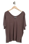 Heather By Bordeaux Ribbed Scoop Neck T-shirt In Ash Brown