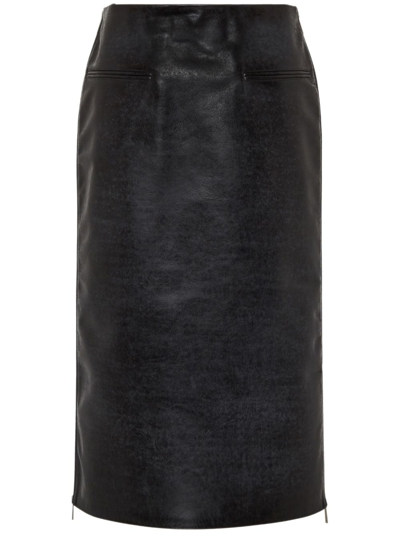 Ferragamo Long Nappa Skirt In Black