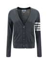 Thom Browne Grey Wool 4-bar Cardigan In Med Grey