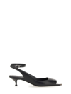 Alexander Mcqueen Black Leather Sandals With Kitten Heel In Black