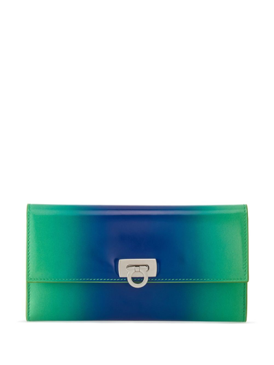 Ferragamo Gancini-buckle Leather Wallet In Green