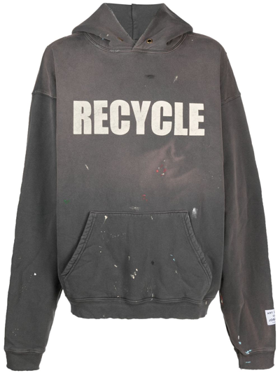 Gallery Dept. 90's Recycle Distressed Printed Cotton-jersey Hoodie In Black