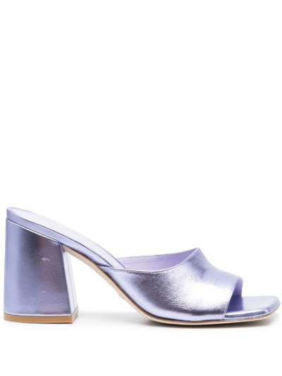 Stuart Weitzman Tia 85mm Metallic-finish Mules In Purple