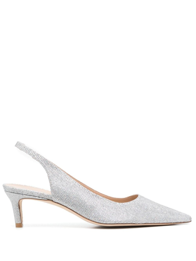 Stuart Weitzman Stuart 50mm Crystal-embellished Pumps In Silver