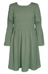 Gerson & Gerson Kids' Long Sleeve Crepe Chiffon Dress In Olive