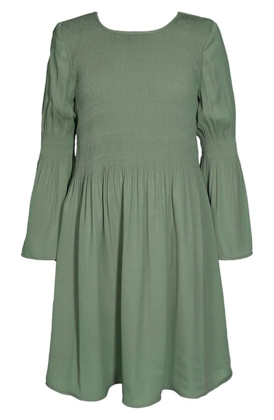Gerson & Gerson Kids' Long Sleeve Crepe Chiffon Dress In Olive