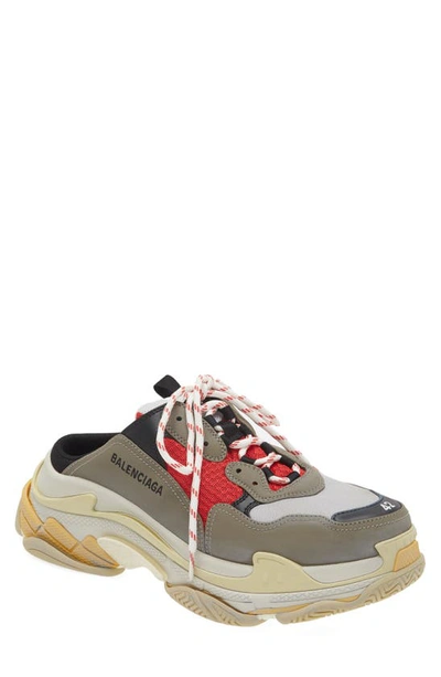 Balenciaga Tripe S Mule Sneakers In Grey/ Red
