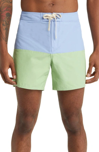 Saturdays Surf Nyc Ennis Colorblock Board Shorts In Hydrangea