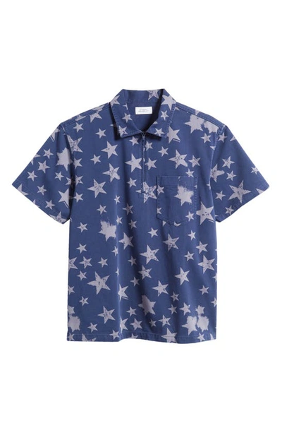 Saturdays Surf Nyc Billy Sunbaked Star Print Short Sleeve Quarter Zip Workwear Shirt