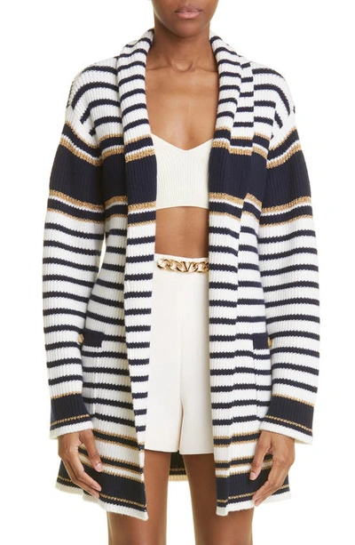 Valentino Stripped Knitted Cardi-coat In Multicolore