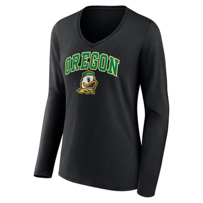 Fanatics Branded Black Oregon Ducks Evergreen Campus Long Sleeve V-neck T-shirt