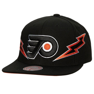 Mitchell & Ness Men's  Black Philadelphia Flyers Double Trouble Lightning Snapback Hat