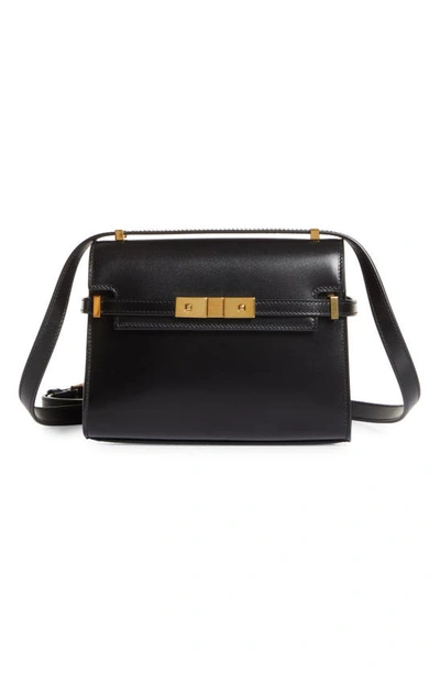 Saint Laurent Manhattan Small Leather Shoulder Bag In Noir