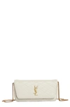 Saint Laurent Gaby Quilted Leather Crossbody Phone Pouch In Blanc Vintage