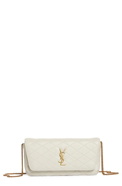 Saint Laurent Gaby Quilted Leather Crossbody Phone Pouch In Blanc Vintage