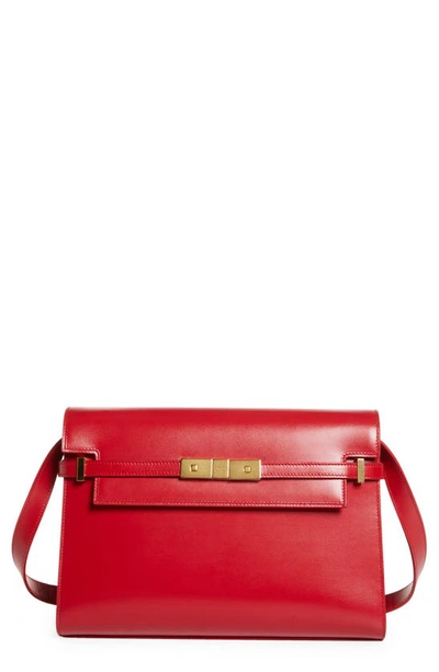 Saint Laurent Manhattan Clasp-fastening Shoulder Bag In Red