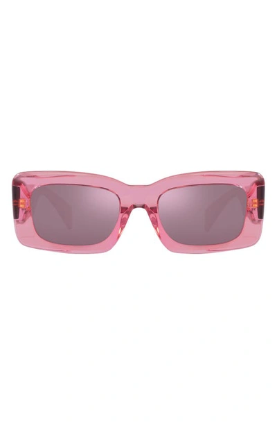 Versace 54mm Rectangular Sunglasses In Trans Pink
