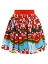 Dolce & Gabbana Carretto Print Pleated Mini Skirt In Red